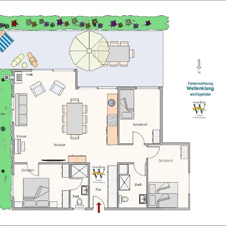 Daire Wellenklang - Luxusbungalow Mit Rosengarten *